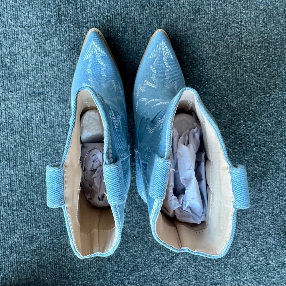 Blue Western Ankle Boots - Picture 5 of 8